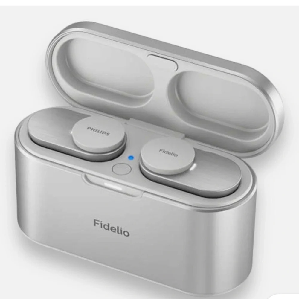 Philips Fidelio T1 Silver and White True Wireless Earbuds